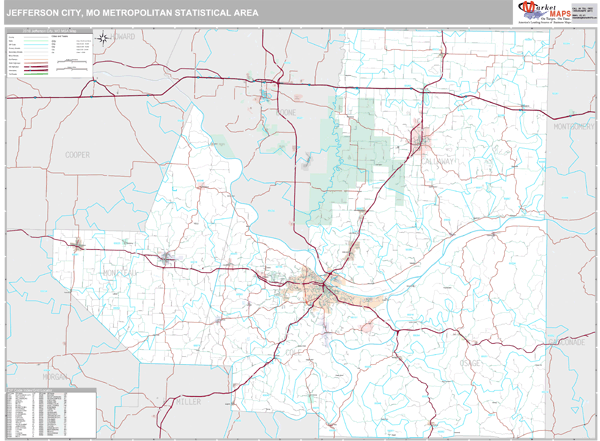 Jefferson City Metro Area Wall Map